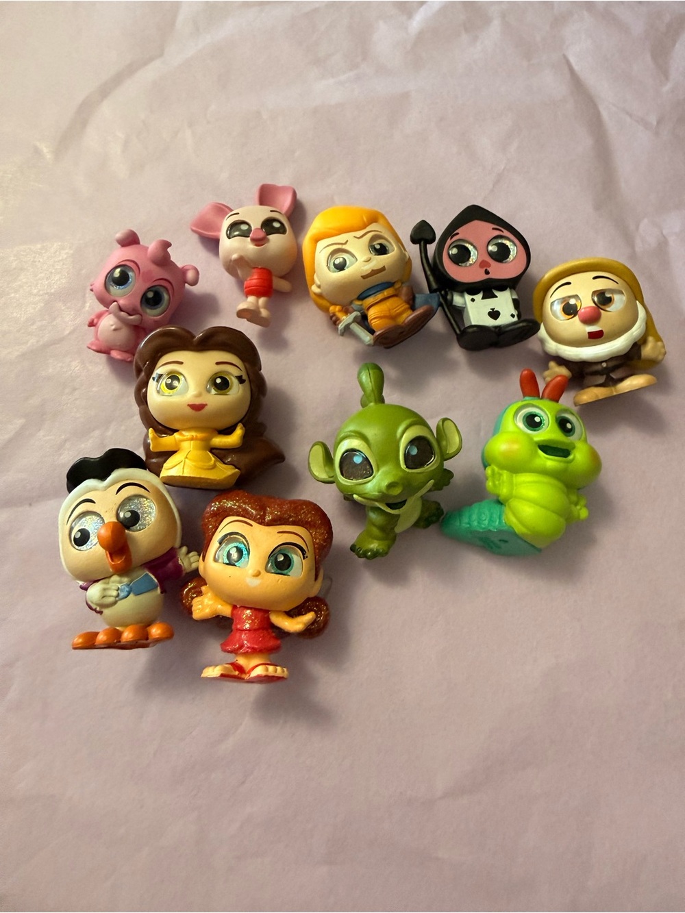 Disney Doorables Lot of 10 Belle Olaf Glitter & Mixed Character Mini Figures